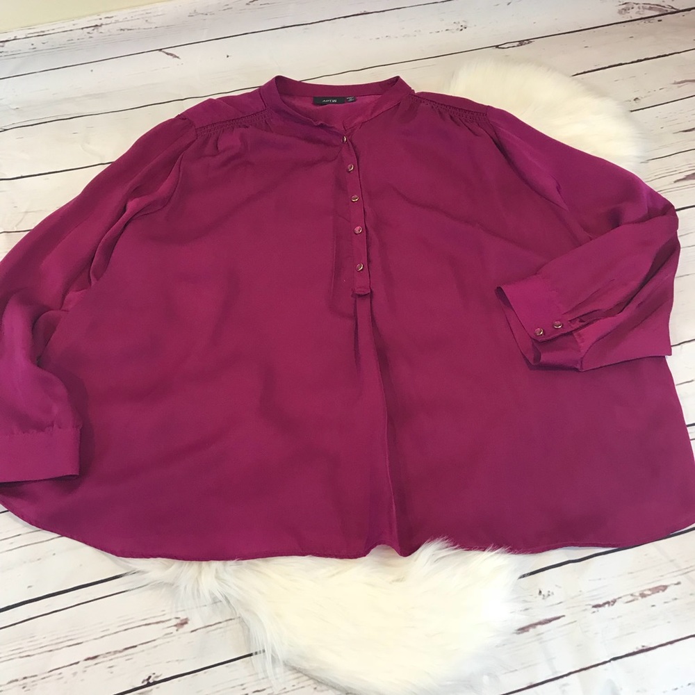 Apt. 9 3x raspberry long sleeve blouse